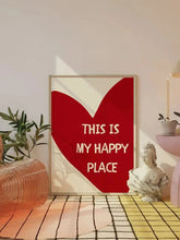 Load image into Gallery viewer, Red Heart Canvas Wall Art – Happy Place Poster Print
