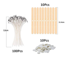 Load image into Gallery viewer, 120Pcs Waxed Cotton Candle Wicks with Stand Original Smokeless Candle Wick for DIY Candle Silicone Mold Candle Making Supplies
