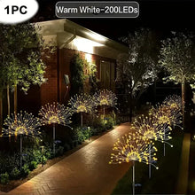 Load image into Gallery viewer, LED Solar Fireworks Lights – Outdoor Waterproof Garden Lights with Remote
