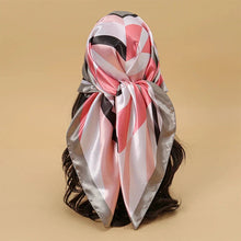 Load image into Gallery viewer, Satin Square Scarf – Elegant 2025 Print Hijab, Shawl &amp; Hair Wrap
