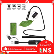 Load image into Gallery viewer, Dual Lens Car Endoscope Camera 8mm Type C USB Connect Boroscope Flexible Camera Pipe Inspection Screen for Android Phone
