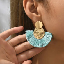 Load image into Gallery viewer, Bohemian Tassel Earrings – White Fringe Dangle Statement Jewelry for Women
