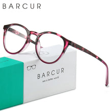 将图片加载到图库查看器，BARCUR Simple Men’s Presbyopia Glasses Comfortable Lightweight Leopard Pattern PC Anti-Slip Round Frame Transparent Acrylic Lenses for Women’s Reading Glasses
