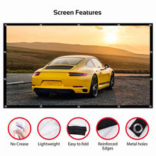将图片加载到图库查看器，16:9 Portable Projector Screen Simple Projector Curtain 72/84/100/120/150 inch HD Display Screen Home Cinema Theater Movie Home

