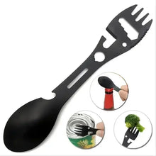 将图片加载到图库查看器，Outdoor Survival Tools 5 in 1 Camping Multi-functional EDC Kit Practical Fork Knife Spoon Bottle/Can Opener
