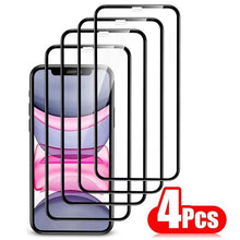 Load image into Gallery viewer, 4PCS Full Cover Protective Glass For iPhone 13 12 11 Pro Max Screen Protector For iPhone 6 7 8 Plus X XR Xs SE 2020 Mini Glass  Full Glue Big Curved Edge Flexible Tempered Glass for iPhone
