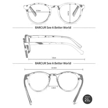 将图片加载到图库查看器，BARCUR Simple Men’s Presbyopia Glasses Comfortable Lightweight Leopard Pattern PC Anti-Slip Round Frame Transparent Acrylic Lenses for Women’s Reading Glasses
