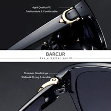 Load image into Gallery viewer, BARCUR Polarized Men’s Fashion Sunglasses – Elliptical Gradient TAC Lens with UV400 Protection – Lightweight Stainless Steel Frame Stylish Summer Eyewear for Travel Driving &amp; Outdoor Gift Occasions
