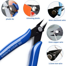 Load image into Gallery viewer, NJBLZQ Pliers Carbon Steel Pliers Electrical Wire Cable Cutters Cutting Side Snips Flush Pliers Nipper Home Hand Tools Blue
