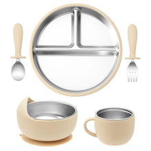 Load image into Gallery viewer, Stainless Steel Baby Feeding Set with Silicone Sucker
