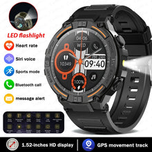 Load image into Gallery viewer, Smartwatch Military Men 360*360 HD Screen Flashlight Health Monitoring Waterproof Heart Rate BT Call Smart Watch For Android IOS
