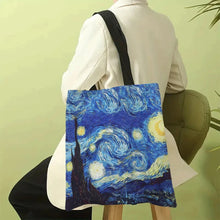 Load image into Gallery viewer, Van Gogh Canvas Bag – Starry Night &amp; Sunflower Oil Painting Handbag
