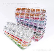 Load image into Gallery viewer, 2400+ Shiny Clear Crystal Nail Rhinestones - Mixed Sizes &amp; Shapes Flatback Gems
