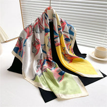Load image into Gallery viewer, 90x90cm Square Silk-Feel Scarf – Luxury Women’s Shawl &amp; Head Wrap
