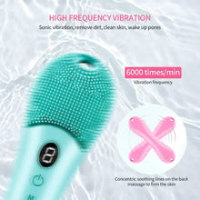 Load image into Gallery viewer, Electric Silicone Facial Cleanser Massager 9 Gear Sonic Waterproof Rechargeable Exfoliating Electric Face Scrubber Clean Brush
