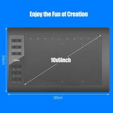 Load image into Gallery viewer, 10x6 Inch Professional Graphics Drawing Tablet 12 Express Keys with for Windows Mac for Painting Designing Online Course
