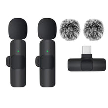 Load image into Gallery viewer, Basix Wireless Lavalier Microphone Audio Recording Mini Replaceable Windproof Wool Microphone for iPhone16 Shoot vlog YouTube
