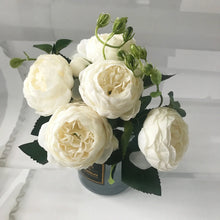 Load image into Gallery viewer, 30cm Rose Pink Silk Peony Artificial Flowers Bouquet 5 Big Head and 4 Bud Cheap Fake Flowers for Home Wedding Decoration indoor
