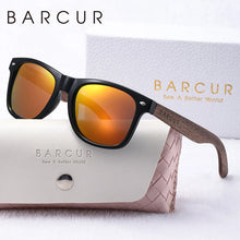 将图片加载到图库查看器，BARCUR Natural Wood Polarized PC Oval Women’s Sunglasses Dark Luxury Texture Wooden Mirror Legs UVA/UVB Protection Stylish Fashion Women's Sunglasses for Summer
