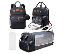 将图片加载到图库查看器，3 in 1 Diaper Bag Backpack with Foldable Baby Bed &amp; USB
