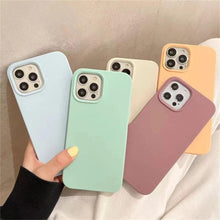 Load image into Gallery viewer, Unique Solid Color Soft Silicone Phone Cases For iPhone 13 12 11 14 Pro Max X XR XS Case For iPhone 12 13 Pro 7 8 SE Cover Silicone Phone Cover Ultra Slim Shockproof Protective Case for iPhone 14
