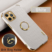 Load image into Gallery viewer, Crocodile Leather Case For iPhone 13 12 Mini Shockproof Magnetic Ring Holder Phone Cover Ultra-thin Soft Crocodile Leather Shockproof Bumper With Ring Bracket Protective Cover for iPhone
