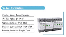 Load image into Gallery viewer, AC SPD Surge Protection 2P 3P 4P 10〜20KA/20〜40KA /30KA〜60KA House Lightning  Protector Low-Voltage Arrester Protective Device

