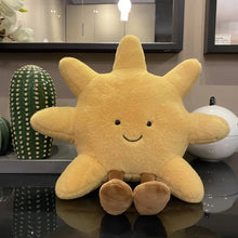 Load image into Gallery viewer, Adorable Smile Face White Moon Yellow Sun Plushie Stuffed Cute Cartoon Weather Plush Toy for Kid Bedroom Decor Sofa Throw Pillow
