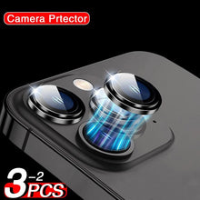 将图片加载到图库查看器，Full Cover Frame Glass Camera Lens Protector For iPhone 14 Plus Lens Glass For iPhone 11 12 13 Pro Max Mini Premium Tempered Glass Film Aluminum Alloy Lens Ring Cover Camera Protector
