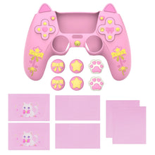 Load image into Gallery viewer, PlayVital Silicone Cover w/Joystick Caps and Sticker for ps5 Controller,  for ps5 Charging Dock - Sweetheart Kitty Black
