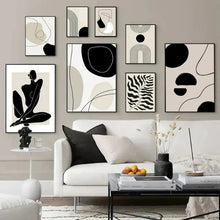 Load image into Gallery viewer, Geometric Leaf Rainbow Boho Canvas Wall Art | Nordic Abstract Poster
