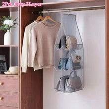 Load image into Gallery viewer, Hanging Closet Organizer Bag - Eco-Friendly 3D Transparent Storage for Tote Bags &amp; Purses
