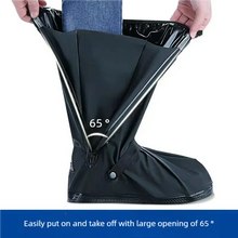 Load image into Gallery viewer, Black Waterproof Rain Boot Shoe Covers with Reflector – High-Top Bike &amp; Motorcycle
