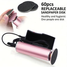 Load image into Gallery viewer, Electronic foot file pedicure sander for removing dead skin, electric callus remover with 60pcs replacement sandpaper disc
