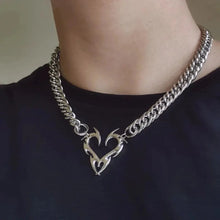 Load image into Gallery viewer, Heart Design Red Stone Hand Bone Shape Chain Women Men Necklace Ins Design Heart Style Charm Korean Chain Men Women Necklace
