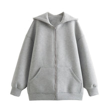 Load image into Gallery viewer, Women’s Oversized Zip-Up Hoodie – Thick Space Cotton Streetwear Hooded Jacket for Spring &amp; Autumn Casual Style
