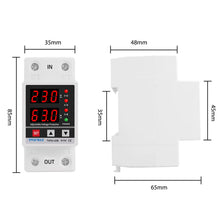 Load image into Gallery viewer, Dual Display 40A 63A 230V Din Rail Adjustable digital Over Under Voltage Relay Surge Protector  Limit Over Current Protection
