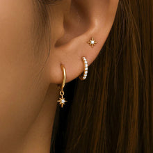 Load image into Gallery viewer, 3-Piece Star Drop Earrings Set – 18K Gold Stainless Steel Dangle Jewelry
