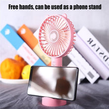 Load image into Gallery viewer, USB Mini Handheld Fan Cooler Portable Small Charging Fan Mini Silent Charging Desk Dormitory Office Student Gifts Long Personal Small Desk Fan with Base, Lightweight Rechargeable USB Handheld Fan
