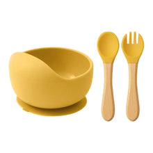 将图片加载到图库查看器，Mamaplan 3PCS Baby Silicone Feeding Set Suction Bowl Spoon Fork
