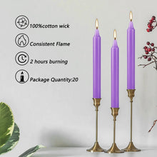 将图片加载到图库查看器，20 Pieces of Purple 4Inch Waxs, Drip-Free, Smoke-Free, Fragrance-Free, Home Dinner Candles, Hand-Pulled, High-Quality, Suitable for Church, Family, Wedding, Party, Seasonal Celebrations, Emergency Situations and Home Decorati
