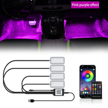 Load image into Gallery viewer, LED Car Interior Ambient Lights Kit - RGB Foot Strip Lighting with Remote &amp; App Music Control

