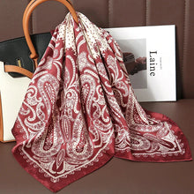 Load image into Gallery viewer, Luxury Satin Silk Square Scarf – Shawl, Hijab &amp; Fashion Wrap 2023
