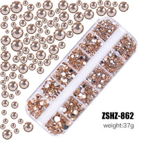 Load image into Gallery viewer, 2400+ Shiny Clear Crystal Nail Rhinestones - Mixed Sizes &amp; Shapes Flatback Gems
