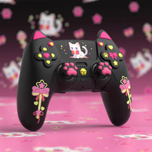 Load image into Gallery viewer, PlayVital Silicone Cover w/Joystick Caps and Sticker for ps5 Controller,  for ps5 Charging Dock - Sweetheart Kitty Black
