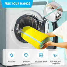 Load image into Gallery viewer, Durable Shoe Washing Machine Bag – Yellow &amp; Blue Zipper | Protective Laundry Wash Bag for Sneakers &amp; Casual Shoes
