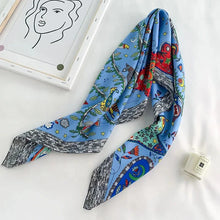 Load image into Gallery viewer, 90x90cm Square Silk-Feel Scarf – Luxury Women’s Shawl &amp; Head Wrap
