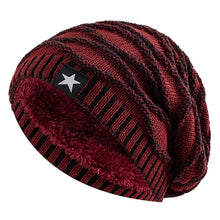 Load image into Gallery viewer, New Unisex Slouchy Winter Hats Add Fur Lined Men And Women Warm Beanie Cap Casual Five-pointed Star Decor Winter Knitted Hats
