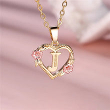 Load image into Gallery viewer, Female A-Z Letter Flower Pendant Necklace Yellow Gold Color Wedding Jewelry Gift For Women
