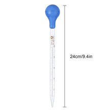 Load image into Gallery viewer, 10/5 ml Glass Scale Line Dropper Pipette Lab Dropper Dropping Pipet Blue Rubber Head Pipettors
